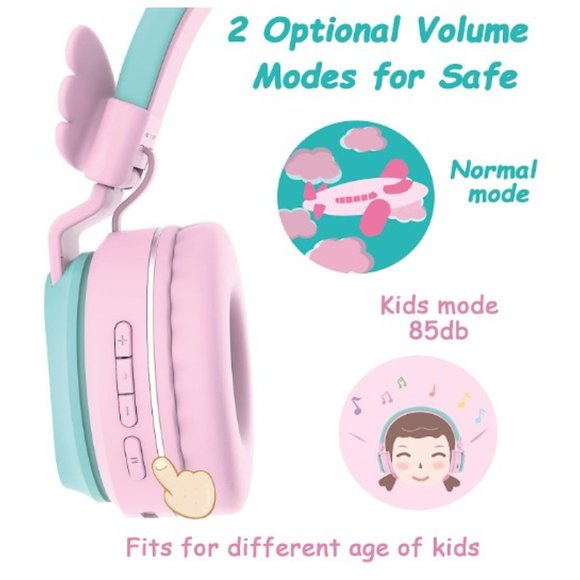 Kids Headphones - Wireless/Bluetooth - Volume Limit/Mic/Hand-free - TF Card - Picture 5 of 14